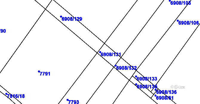 Parcela st. 6908/131 v KÚ Telč, Katastrální mapa
