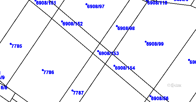 Parcela st. 6908/153 v KÚ Telč, Katastrální mapa