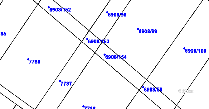 Parcela st. 6908/154 v KÚ Telč, Katastrální mapa