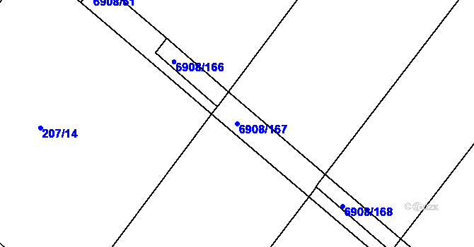 Parcela st. 6908/167 v KÚ Telč, Katastrální mapa