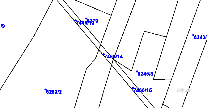 Parcela st. 7466/14 v KÚ Telč, Katastrální mapa