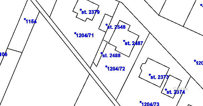 Parcela st. 2488 v KÚ Telč, Katastrální mapa