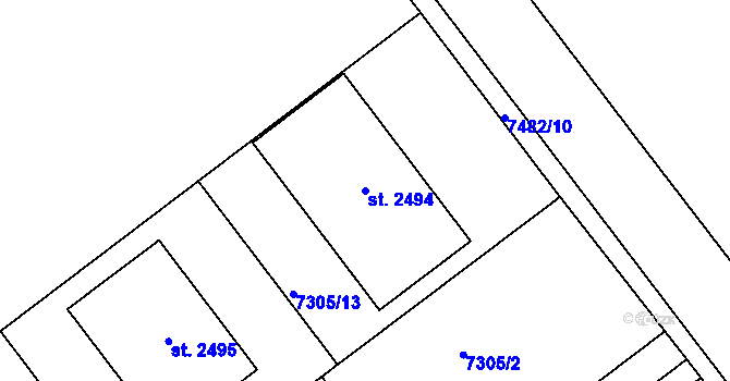 Parcela st. 2494 v KÚ Telč, Katastrální mapa