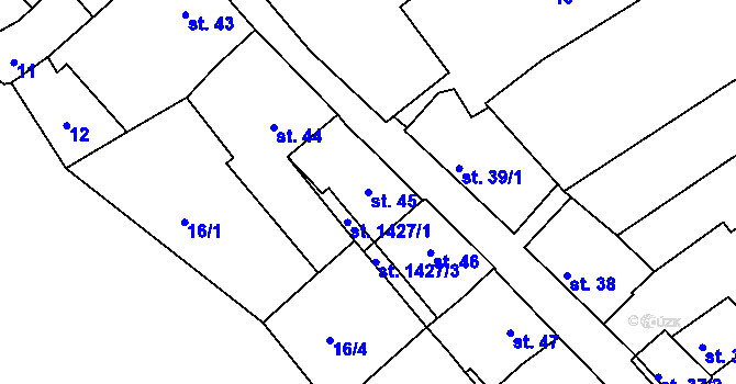 Parcela st. 45 v KÚ Telč, Katastrální mapa