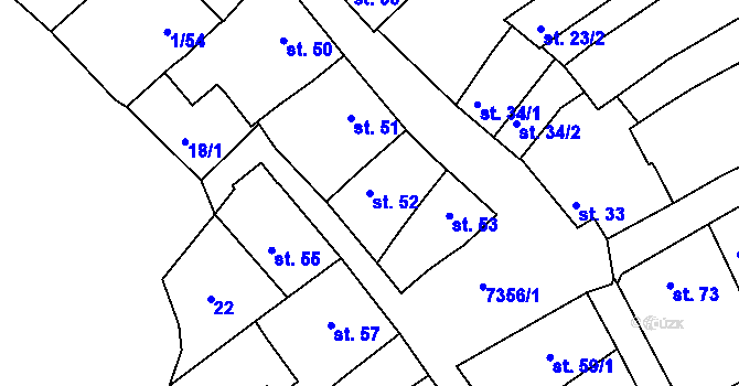 Parcela st. 52 v KÚ Telč, Katastrální mapa