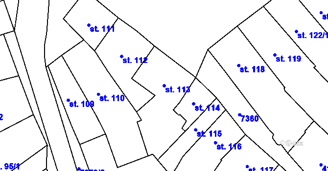 Parcela st. 113 v KÚ Telč, Katastrální mapa