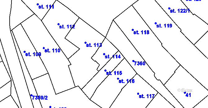 Parcela st. 114 v KÚ Telč, Katastrální mapa