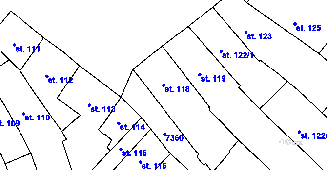 Parcela st. 118 v KÚ Telč, Katastrální mapa