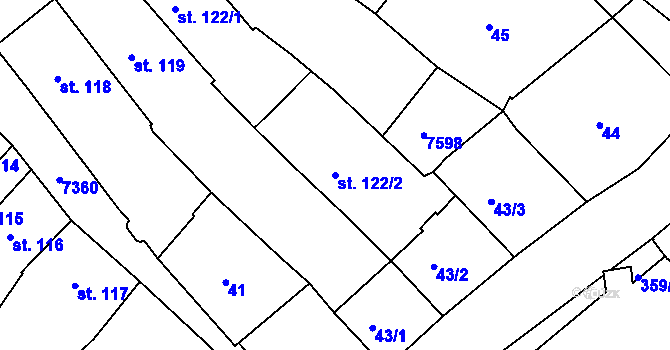 Parcela st. 122/2 v KÚ Telč, Katastrální mapa