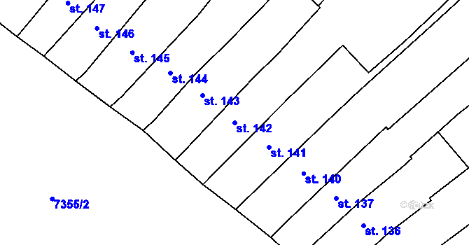 Parcela st. 142 v KÚ Telč, Katastrální mapa