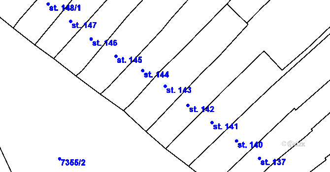 Parcela st. 143 v KÚ Telč, Katastrální mapa