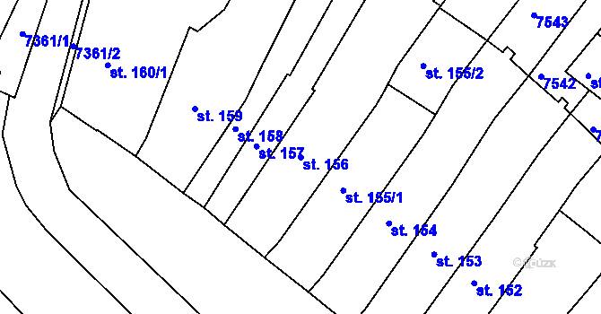 Parcela st. 156 v KÚ Telč, Katastrální mapa
