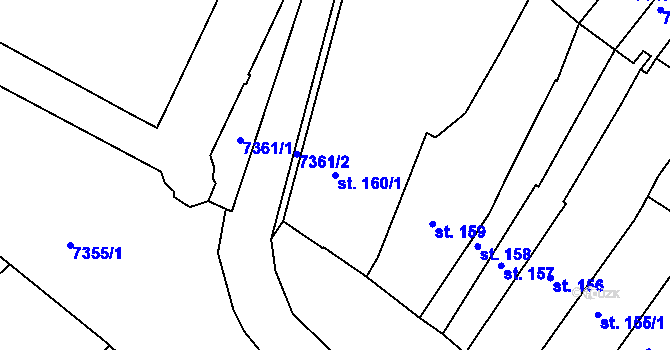 Parcela st. 160/1 v KÚ Telč, Katastrální mapa