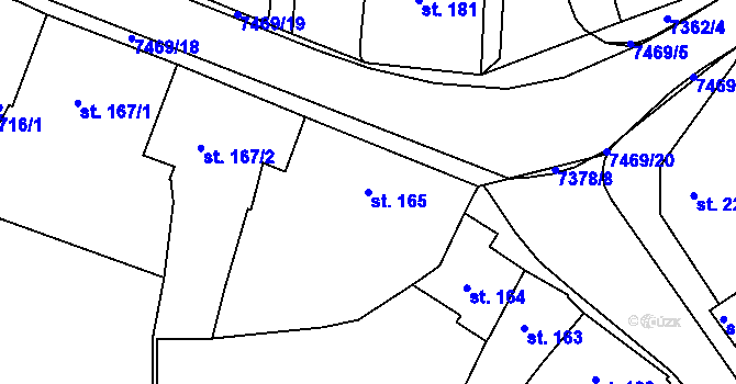 Parcela st. 165 v KÚ Telč, Katastrální mapa