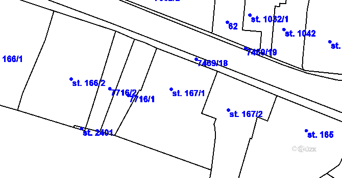 Parcela st. 167/1 v KÚ Telč, Katastrální mapa