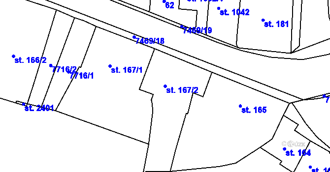 Parcela st. 167/2 v KÚ Telč, Katastrální mapa