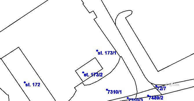 Parcela st. 173/1 v KÚ Telč, Katastrální mapa