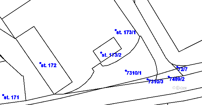 Parcela st. 173/2 v KÚ Telč, Katastrální mapa