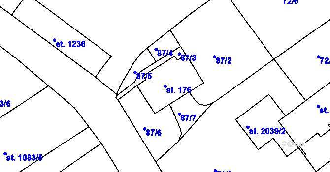 Parcela st. 176 v KÚ Telč, Katastrální mapa