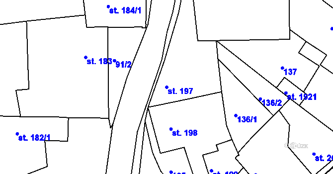 Parcela st. 197 v KÚ Telč, Katastrální mapa