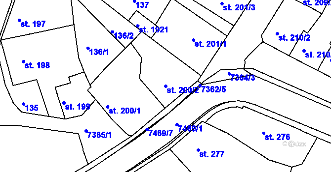 Parcela st. 200/2 v KÚ Telč, Katastrální mapa