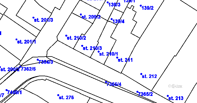 Parcela st. 210/1 v KÚ Telč, Katastrální mapa