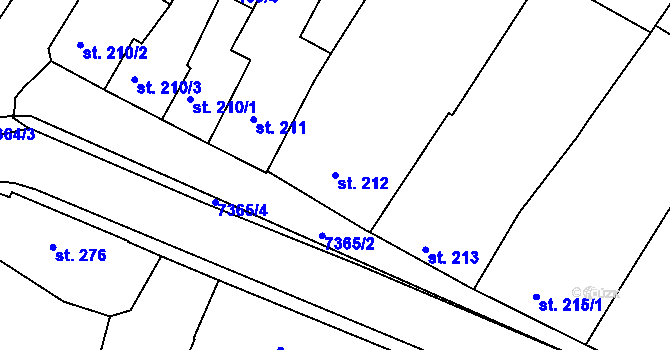 Parcela st. 212 v KÚ Telč, Katastrální mapa