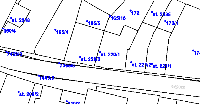 Parcela st. 220/1 v KÚ Telč, Katastrální mapa