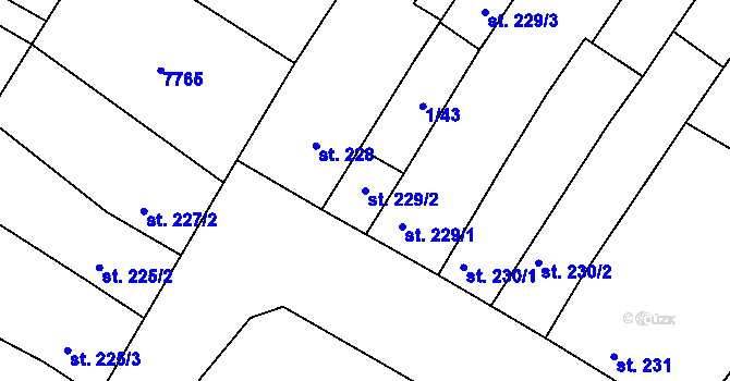 Parcela st. 229/2 v KÚ Telč, Katastrální mapa