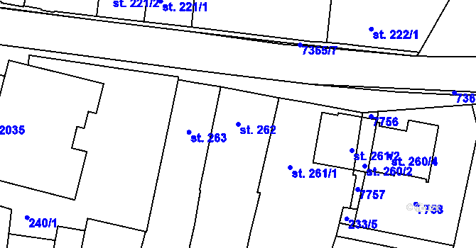 Parcela st. 262 v KÚ Telč, Katastrální mapa