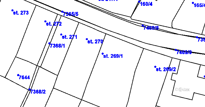Parcela st. 269/1 v KÚ Telč, Katastrální mapa