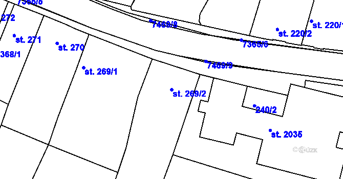 Parcela st. 269/2 v KÚ Telč, Katastrální mapa