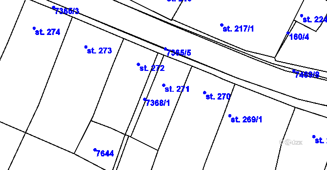 Parcela st. 271 v KÚ Telč, Katastrální mapa