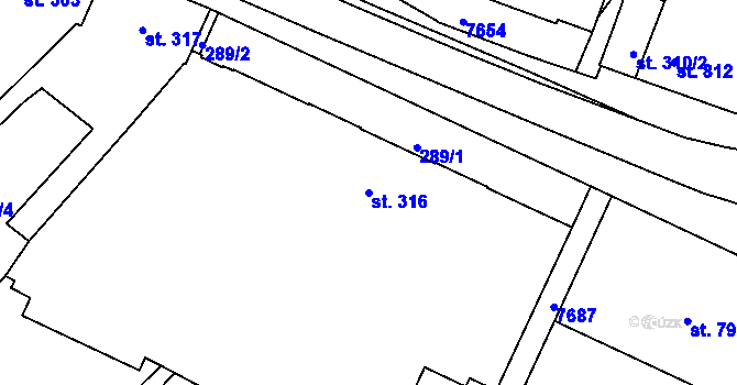 Parcela st. 316 v KÚ Telč, Katastrální mapa