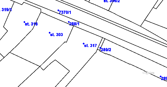 Parcela st. 317 v KÚ Telč, Katastrální mapa
