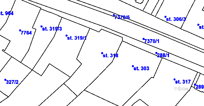Parcela st. 318 v KÚ Telč, Katastrální mapa