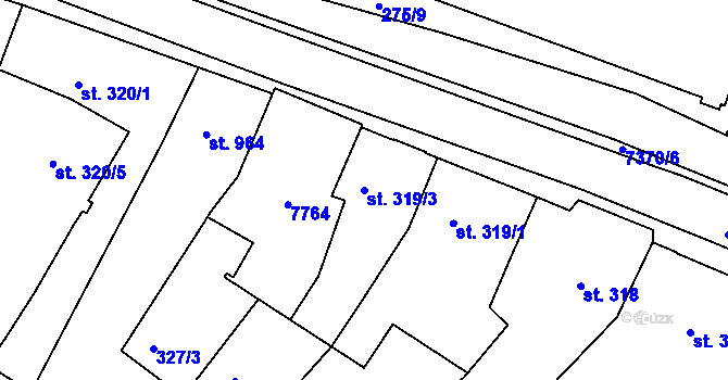 Parcela st. 319/3 v KÚ Telč, Katastrální mapa