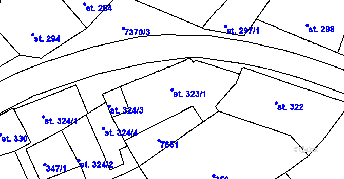 Parcela st. 323/1 v KÚ Telč, Katastrální mapa