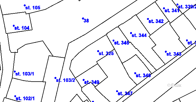 Parcela st. 325 v KÚ Telč, Katastrální mapa