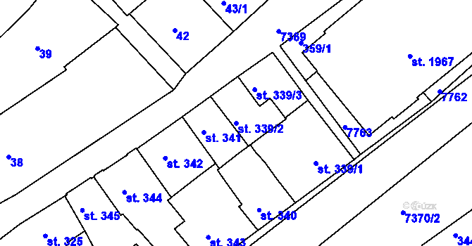 Parcela st. 339/2 v KÚ Telč, Katastrální mapa