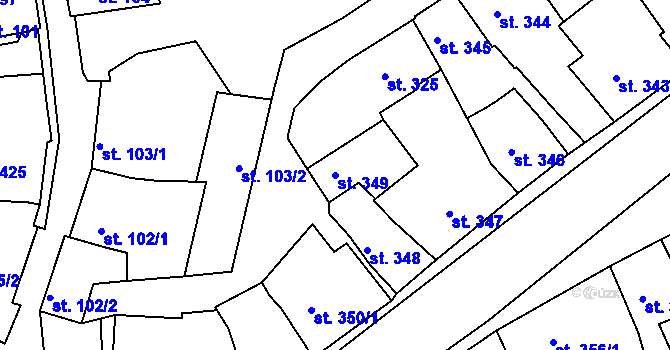 Parcela st. 349 v KÚ Telč, Katastrální mapa