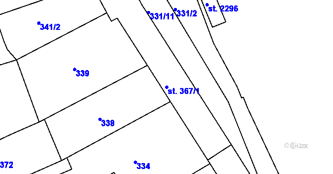 Parcela st. 367/1 v KÚ Telč, Katastrální mapa