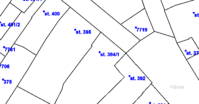 Parcela st. 394/1 v KÚ Telč, Katastrální mapa