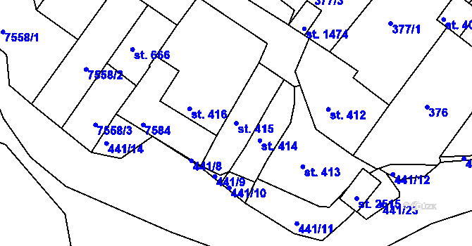 Parcela st. 415 v KÚ Telč, Katastrální mapa