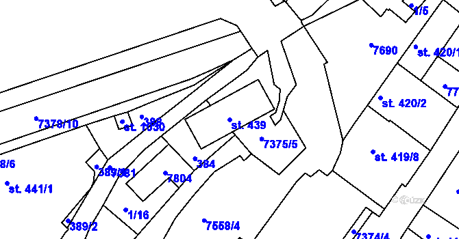 Parcela st. 439 v KÚ Telč, Katastrální mapa