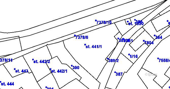 Parcela st. 441/1 v KÚ Telč, Katastrální mapa