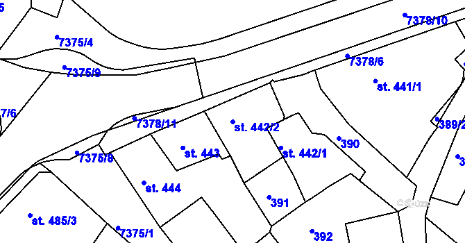 Parcela st. 442/2 v KÚ Telč, Katastrální mapa