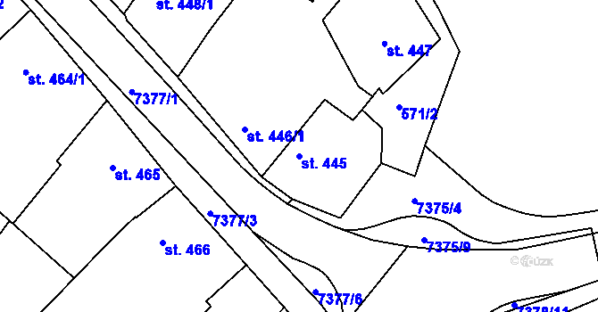 Parcela st. 445 v KÚ Telč, Katastrální mapa