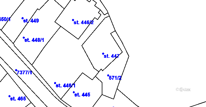 Parcela st. 447 v KÚ Telč, Katastrální mapa