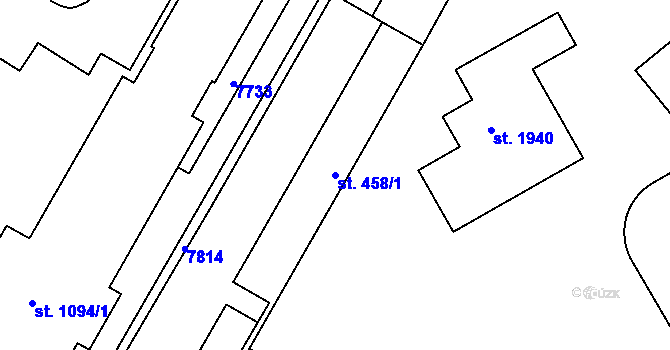 Parcela st. 458/1 v KÚ Telč, Katastrální mapa